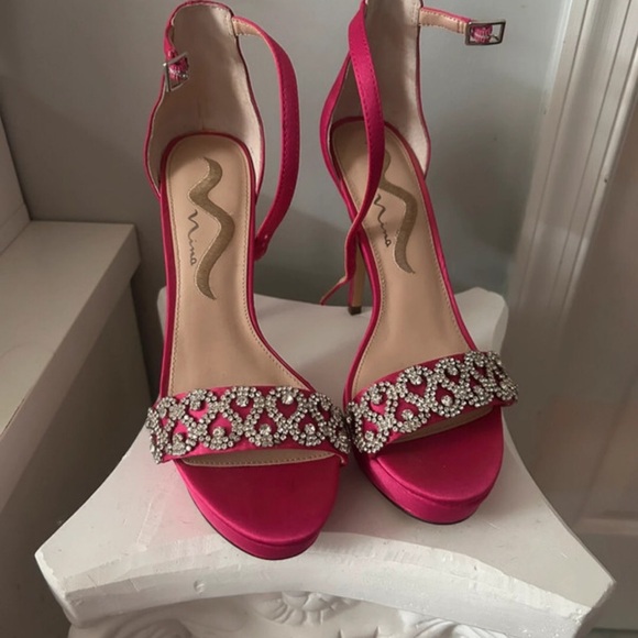 Nina Hot Pink Embellished Heels - Picture 1 of 4